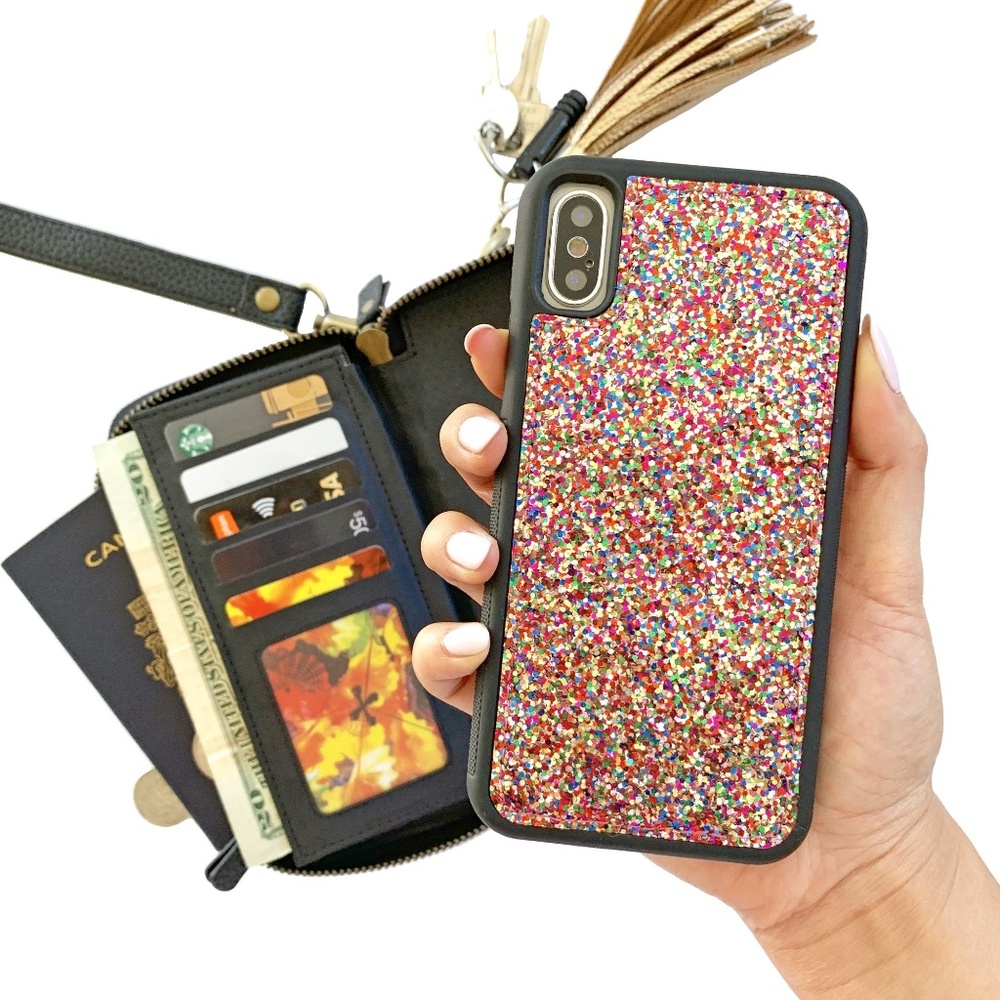NEW - Rainbow Glitter Mahalo Wristlet Phone Case
